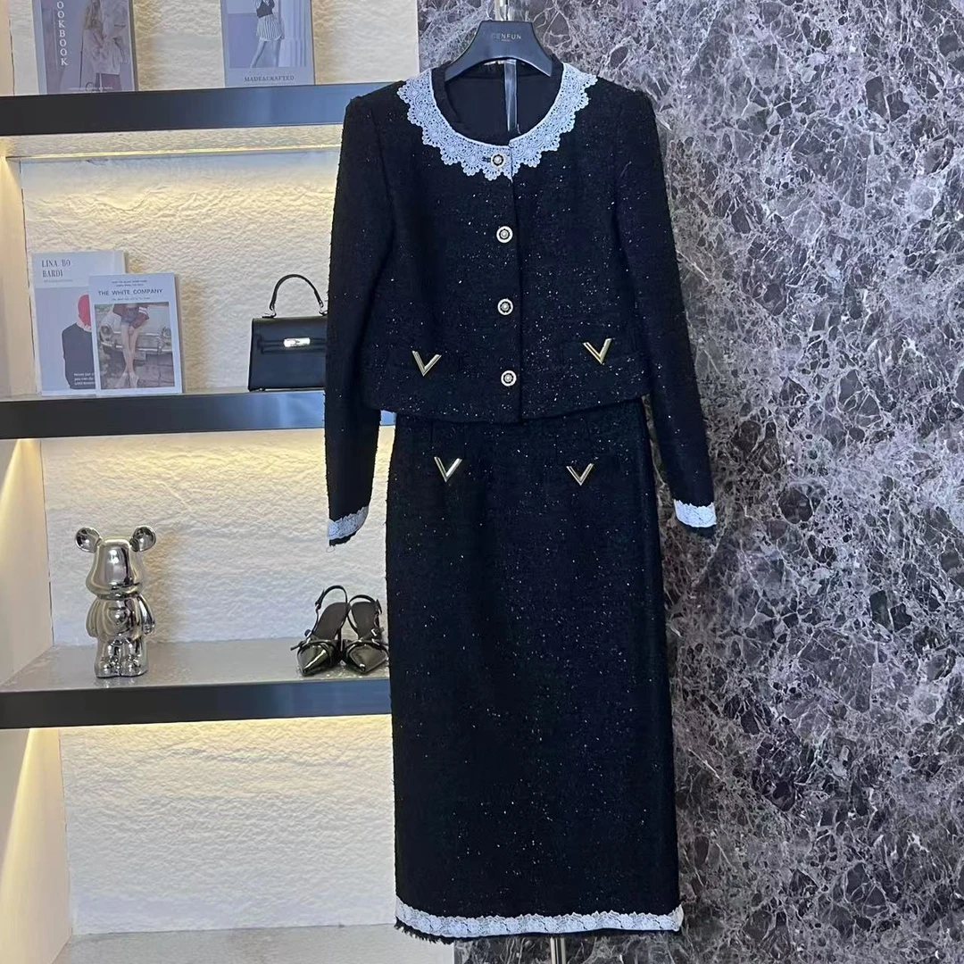 【CENFUN】* 小香风外套两件套女立领套装裙FC01201