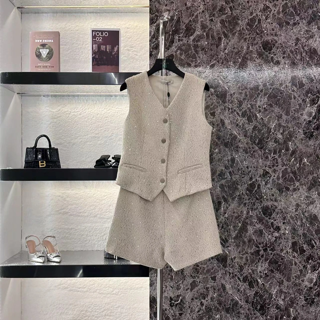 【CENFUN】259*连衣裙套装背心小香风短裤白色时尚女士FD00101