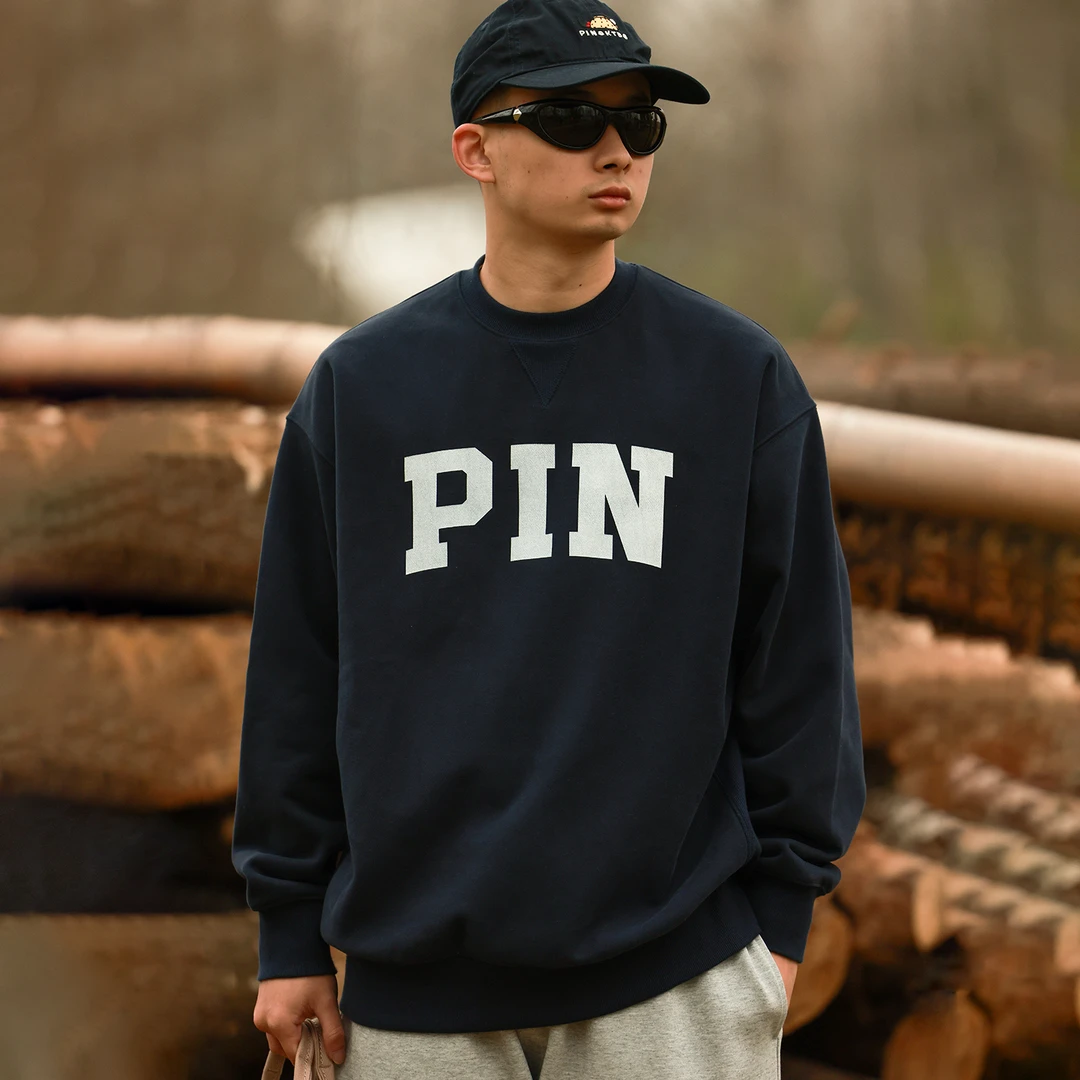 PINSKTBS 23AW秋冬潮牌重磅卫衣男士宽松加绒加厚运动衫长袖