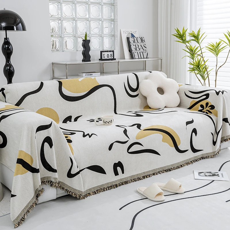 简约现代沙发盖布巾高级感雪尼尔防尘防滑通用款沙发套罩全盖毯子