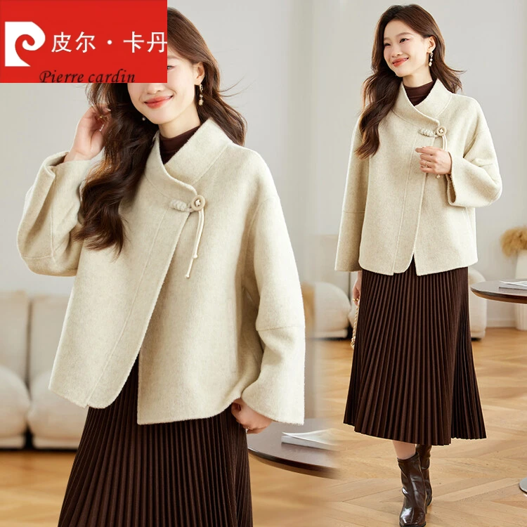 皮尔卡丹秋冬设计感短款外套女2024秋冬新款气质时尚双面呢