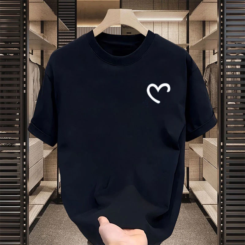 仓石一树潮牌爱心短袖t恤男2025夏季新款潮流百搭宽松情侣装上衣