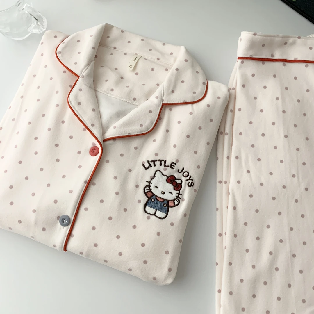 【德绒-点点KT】睡衣女春秋冬长袖加厚甜美春秋卡通少女家居服套装