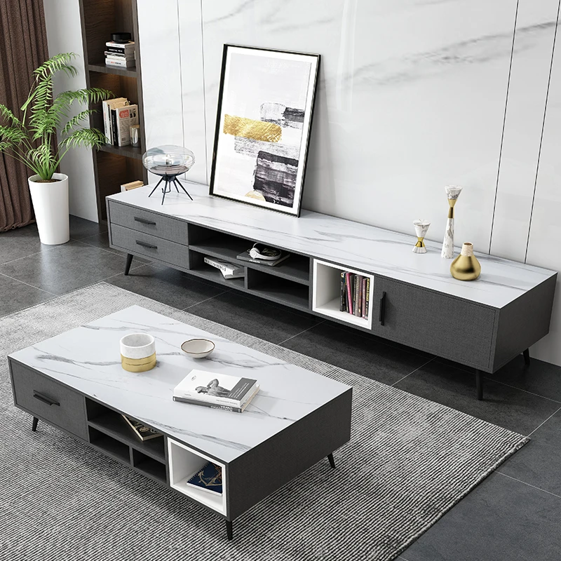 意式极简岩板茶几电视柜组合现代简约小户型客厅家用网红创意家具