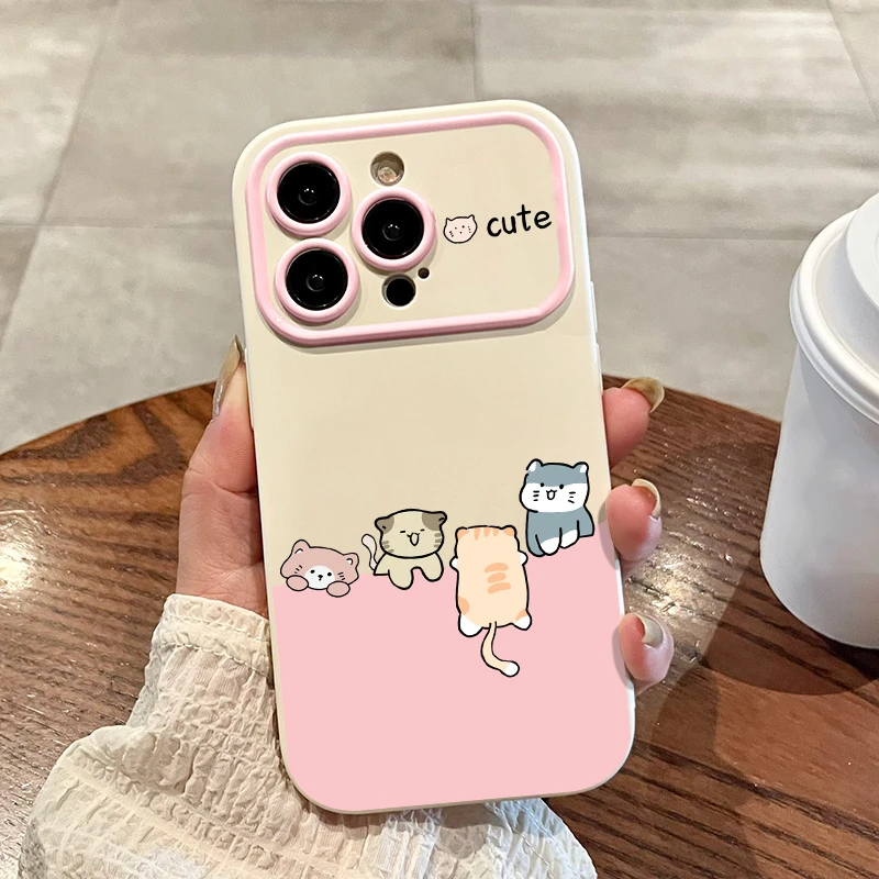 适用【苹果/华为/荣耀/OPPO/小米】爬墙小猫防摔磨砂大视窗手机壳