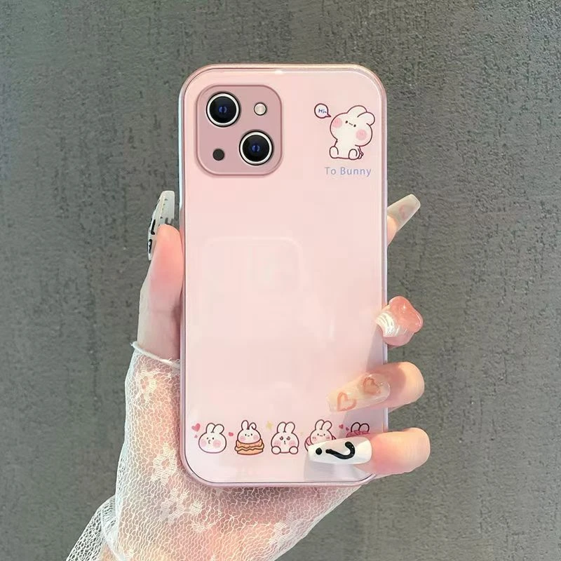 【苹果/华为/荣耀/OPPO/vivo/小米】卖萌兔子液态玻璃防摔手机壳