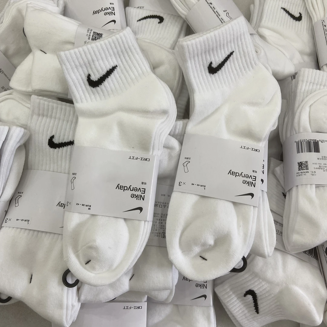 正品Nike耐克袜子短袜夏季男薄款百搭女士运动跑步袜中筒白色休闲