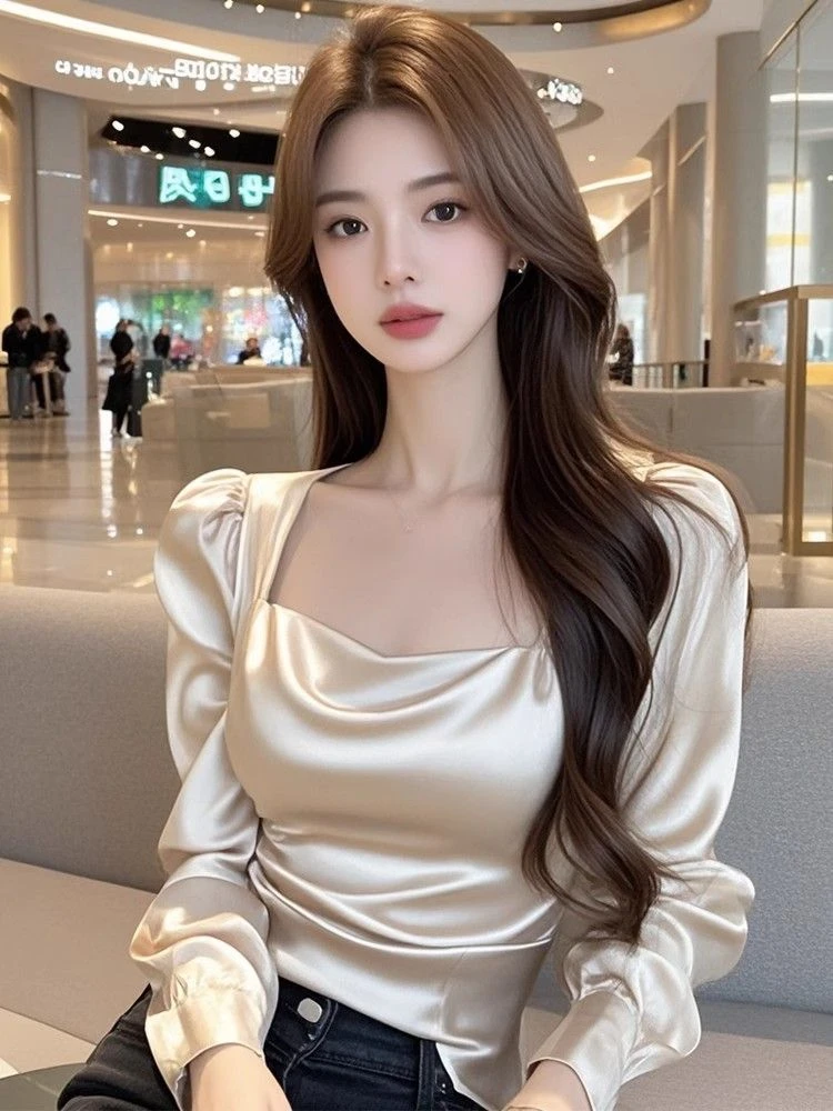 法式名媛风多巴胺锁骨长袖衬衫内搭女轻奢气质高级感独特别致上衣