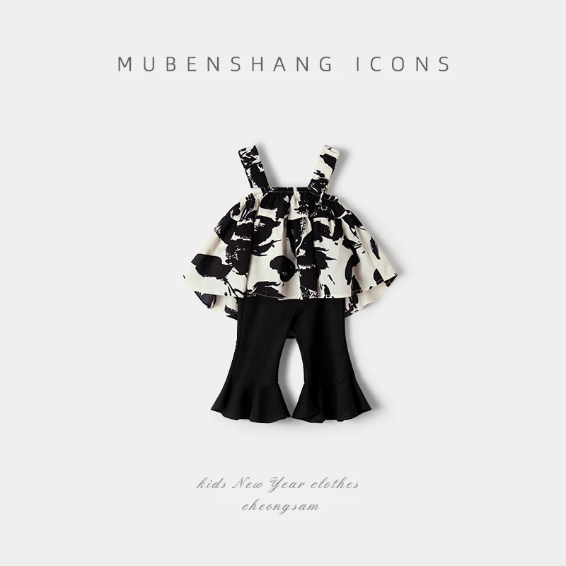 木本尚女童夏装吊带上衣2024新款女宝宝衣服