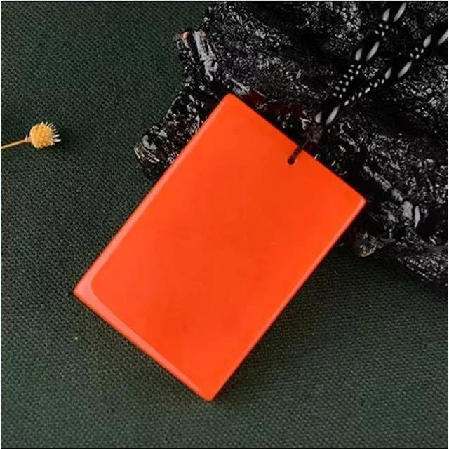 手工艺红黄白青花方平安无事牌挂件男女款绿方牌百搭吊坠项链