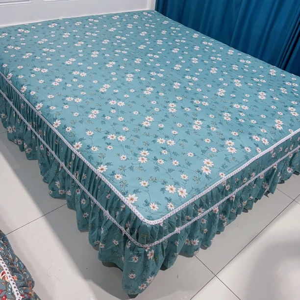 【栀子花-兰】四季通用磨毛加厚床罩（床长2.3米）