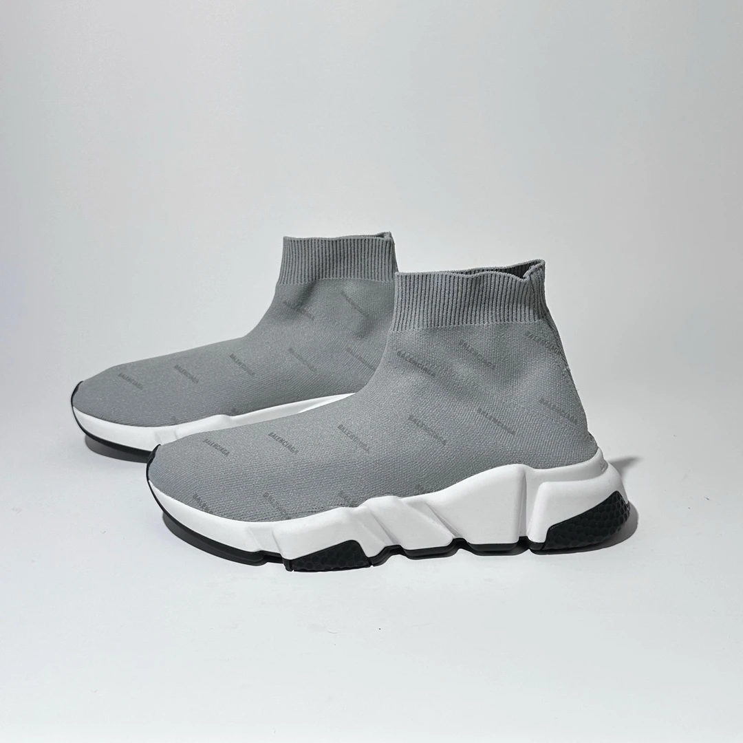 37码/全新/Balenciaga/巴黎世家 灰色弹幕款时尚袜子鞋/WX0379