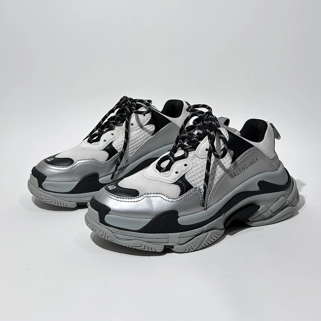 40码/98新/Balenciaga/巴黎世家 Triples 黑白银老爹鞋/WX1088