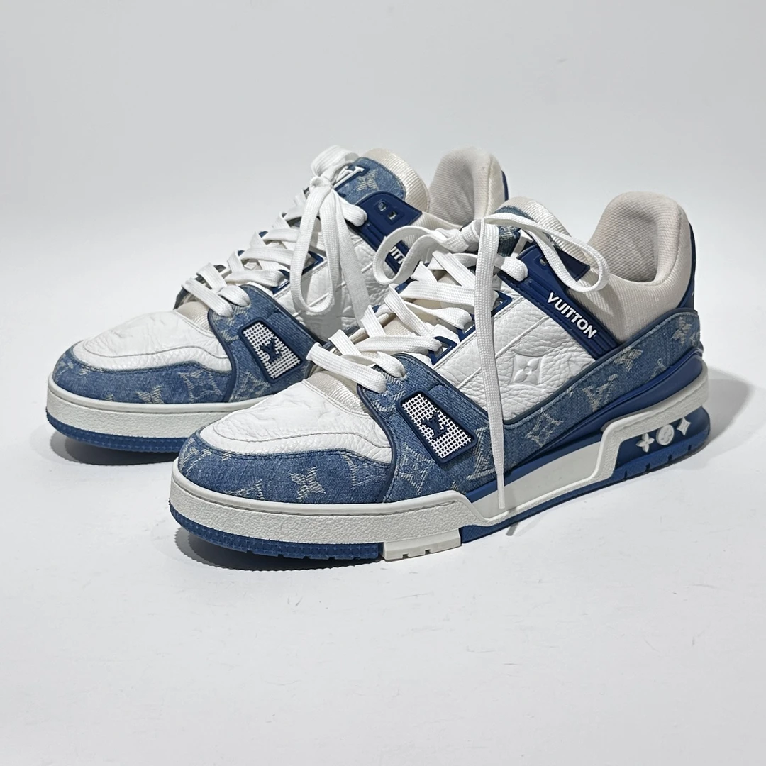 41码/98新/LV/路易威登 Trainer 白蓝牛仔时尚板鞋/WX0799