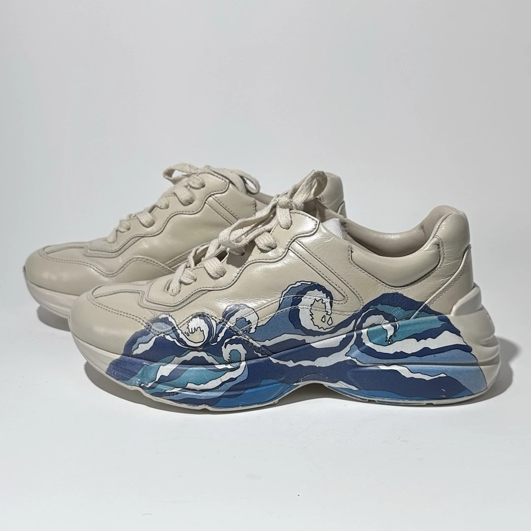 39.5码/98新/Gucci/古驰 海浪印花时尚厚底老爹鞋/WX0371
