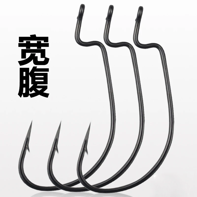 精品宽腹曲柄钩散装钓组海钓路亚装备鱼钩倒钓钩鳜鱼翘嘴软虫饵钩