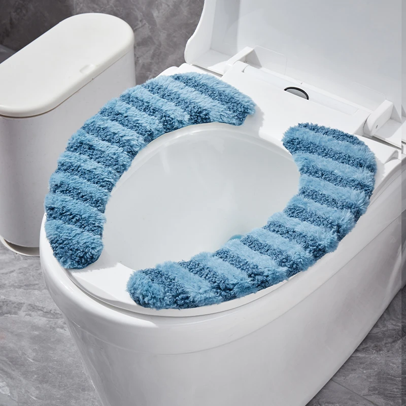 马桶垫冬季加绒加厚家用毛绒保暖卫生间马桶垫粘贴式马桶坐垫秋冬