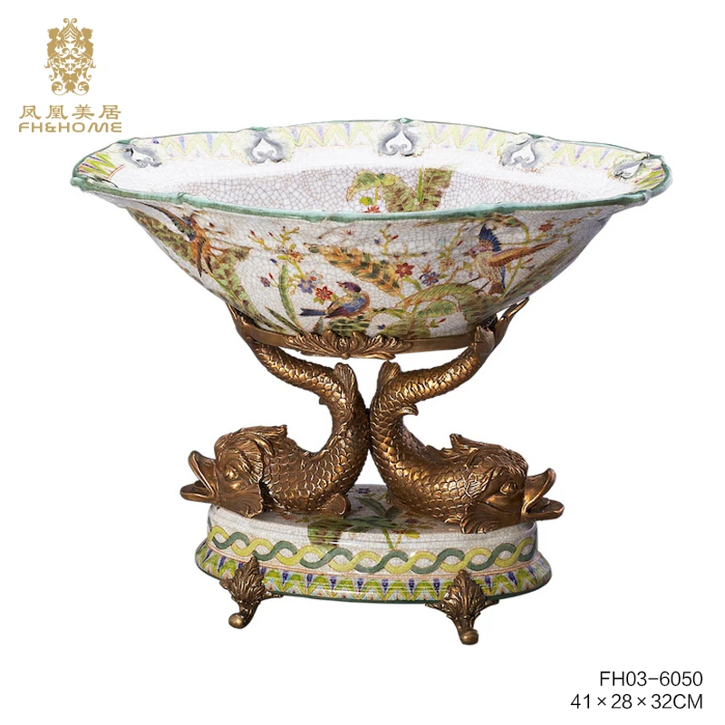 FH&HOME/凤凰美居奢华欧式高温瓷彩绘海棠花盆
