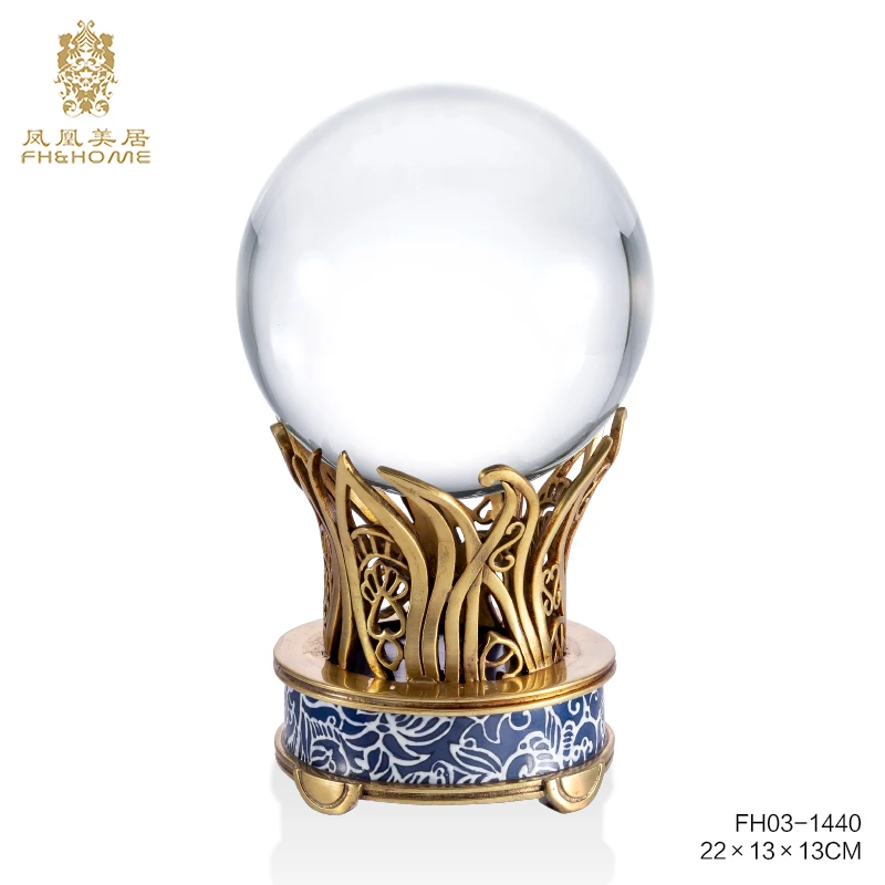 FH&HOME/凤凰美居欧式水晶玻璃球摆件