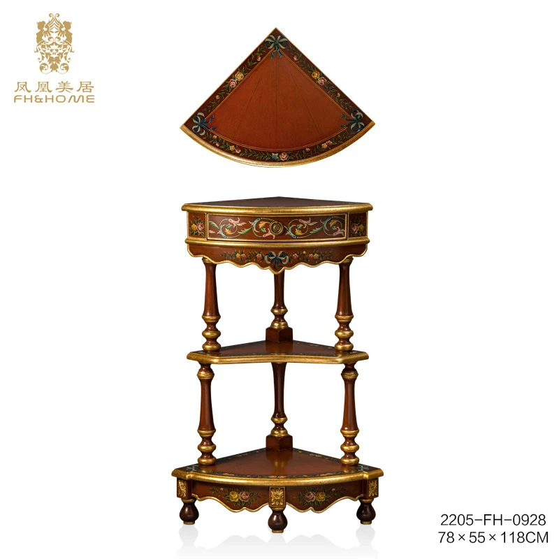 FH&HOME/凤凰美居凤凰美居美式复古家用客厅古典手工彩绘三角柜