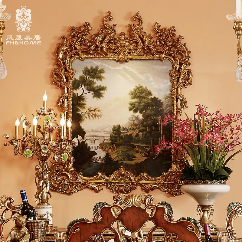 FH&HOME/凤凰美居欧式挂画工艺画客厅仿古手工快递设计下单艺术