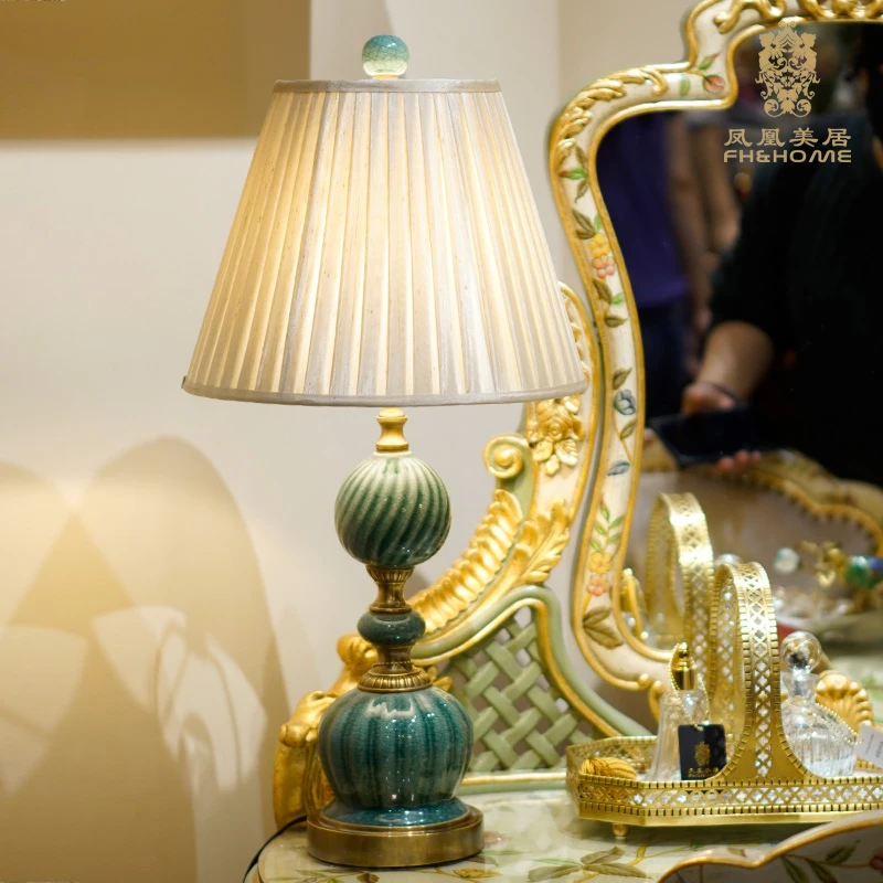 FH&HOME/凤凰美居欧式奢华铜配瓷客厅卧室台灯摆件