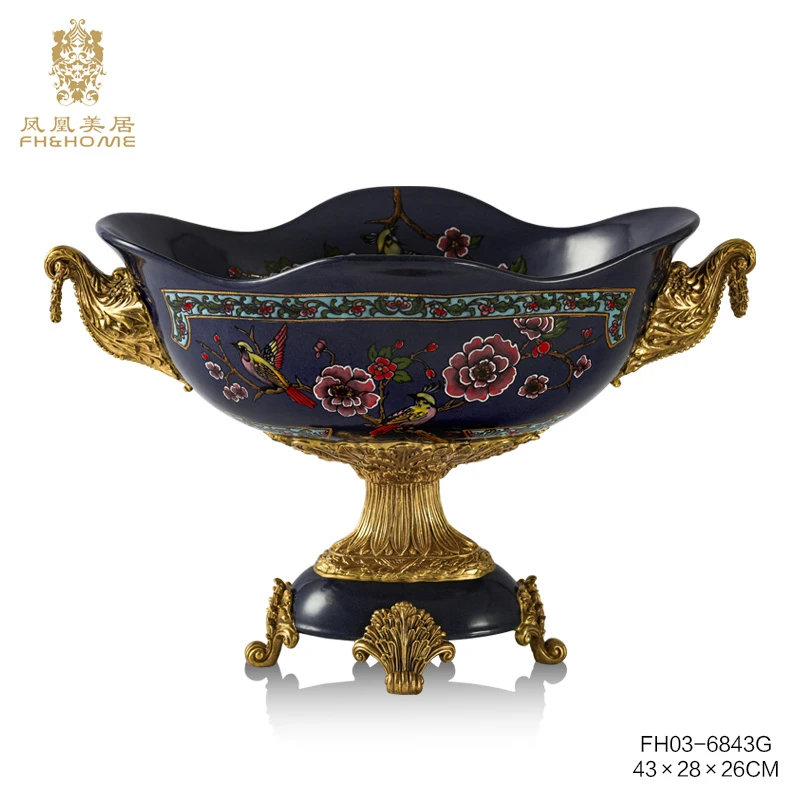 FH&HOME/凤凰美居法式中国风敞口盆客厅桌面软装家居轻奢摆件