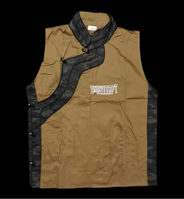 侧襟盘扣迷彩撞色中性潮流马甲