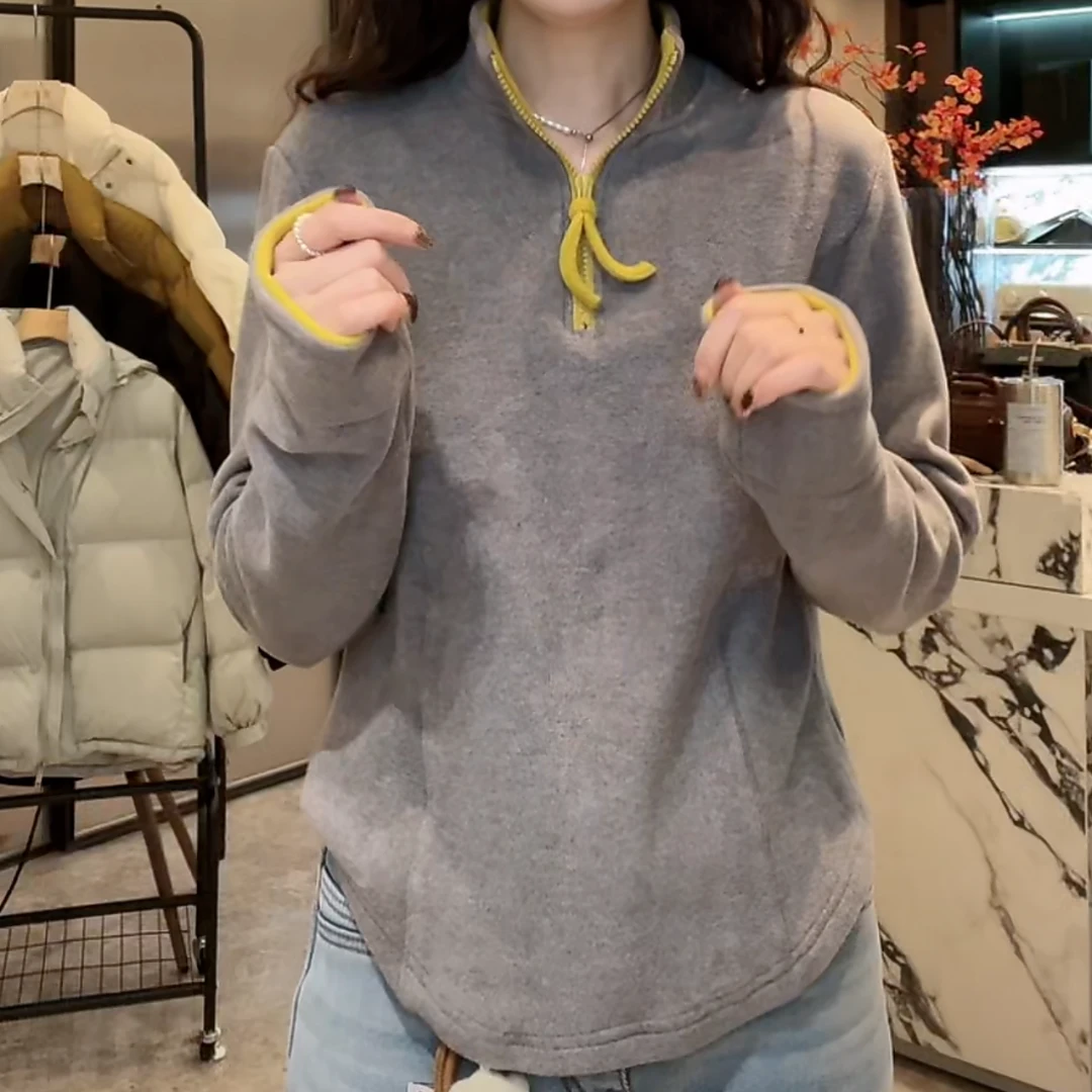 设计感撞色上衣针织打底衫2024新款秋冬时尚休闲宽松洋气长袖韩版