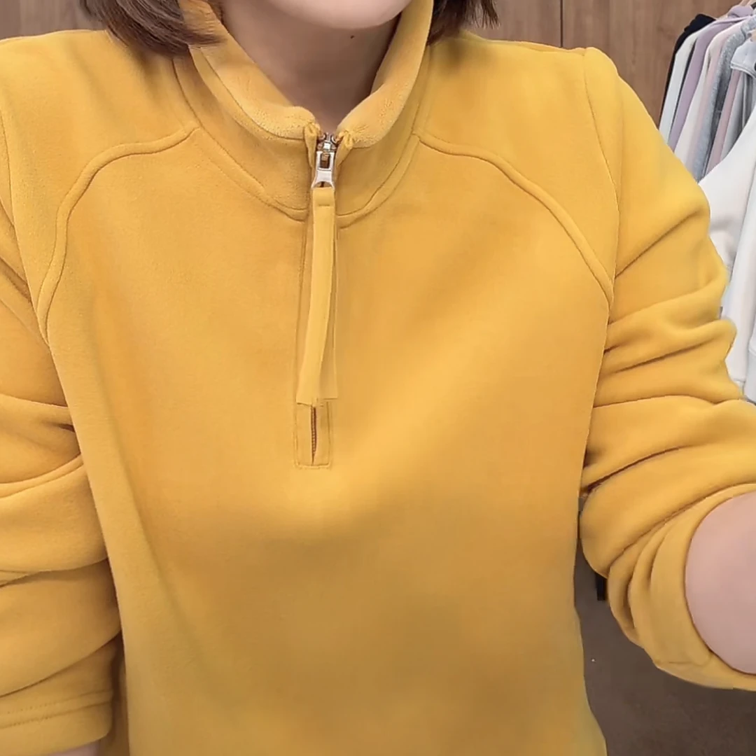 设计感半拉链立领加绒加厚卫衣女2024秋冬新款休闲百搭半高领上衣