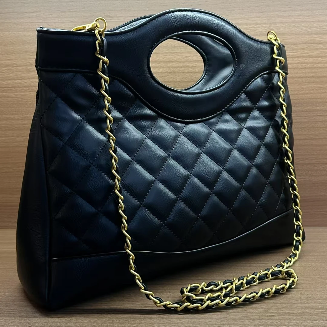 李老板 · 原创设计 真皮高级单肩斜挎包 241142-黑色 36*10*27cm