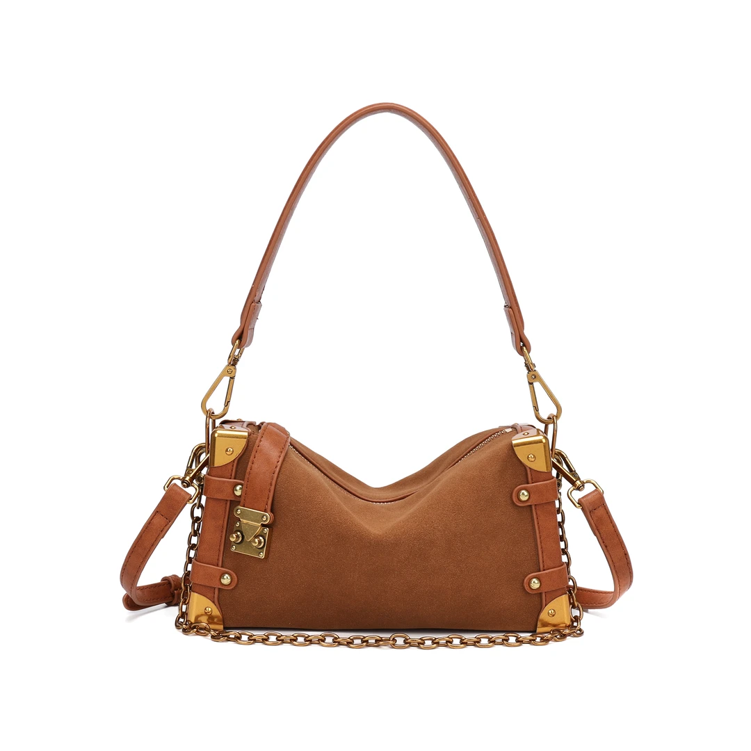 李老板 · 原创设计 真皮高级单肩斜挎包 8899-棕色 24.5*7*13cm