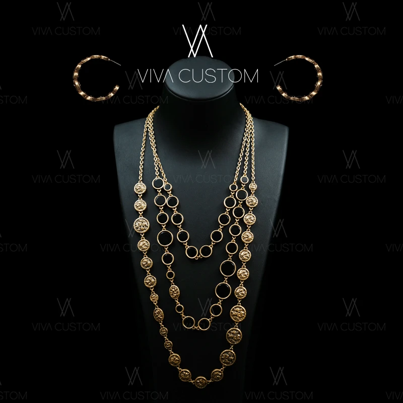 铜合金耳饰 小香风系列 时尚气质做旧个性圆圈两件套