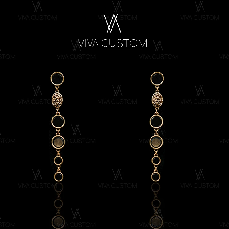 铜合金耳饰 小香风系列 时尚气质做旧个性圆圈耳钉