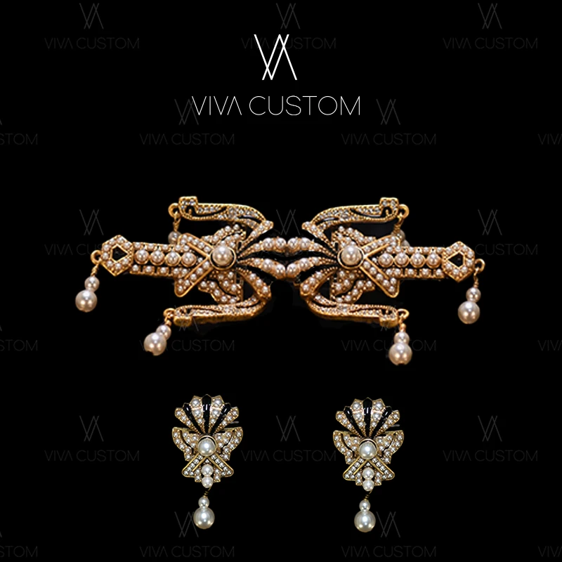 铜合金仿珍珠耳饰 (经典再现系列)小众设计感对称珠珠套装