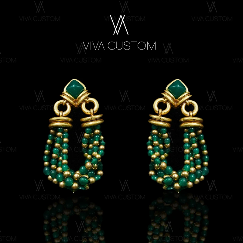 铜合金耳饰 彩石流光系列 气质百搭设计感多层编织耳钉M