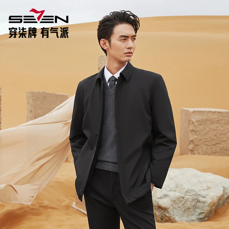 【三防】柒牌棉衣男冬季新款时尚休闲爸爸干部装舒适保暖翻领外套