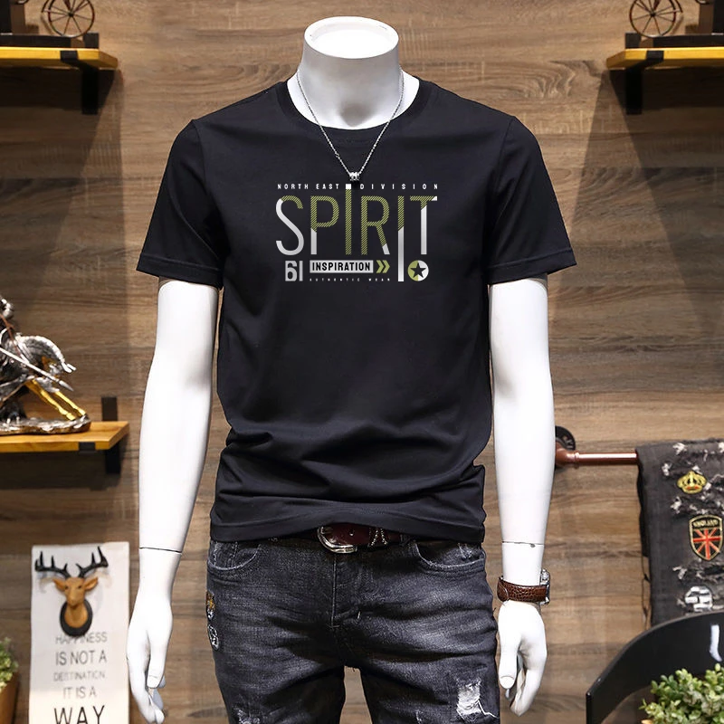 男士短袖t恤男夏季男装上衣透气百搭圆领半袖休闲打底衫男款T恤男