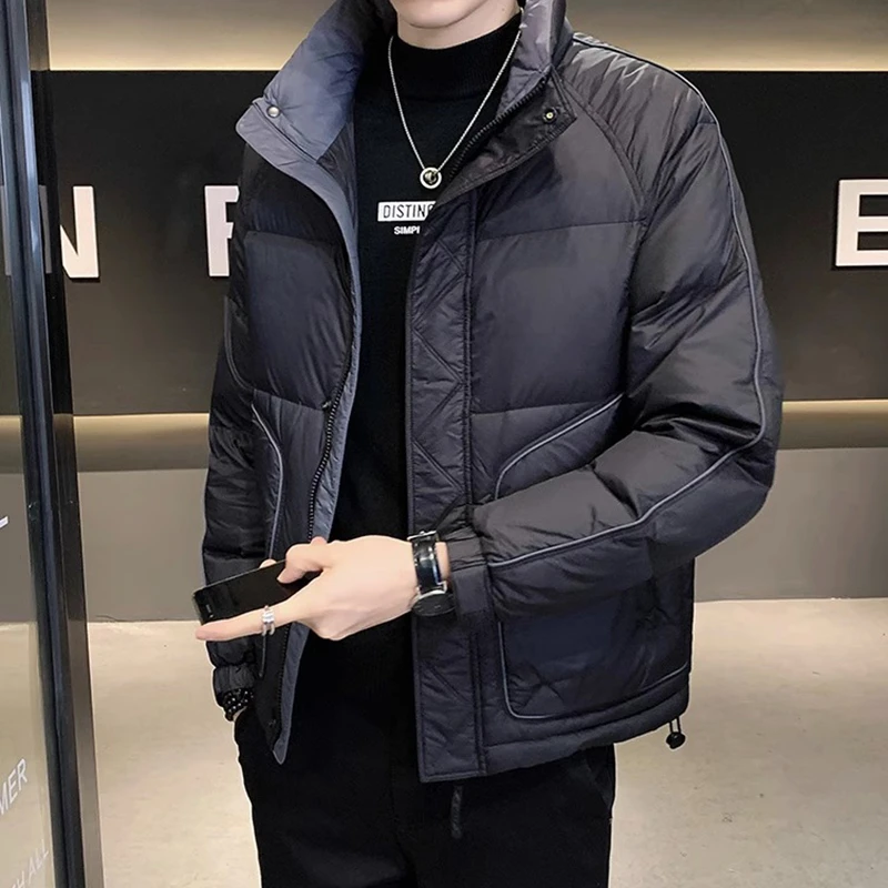 男士高档羽绒服潮牌外套潮流帅气轻薄短款秋装衣服加厚棉衣男秋季