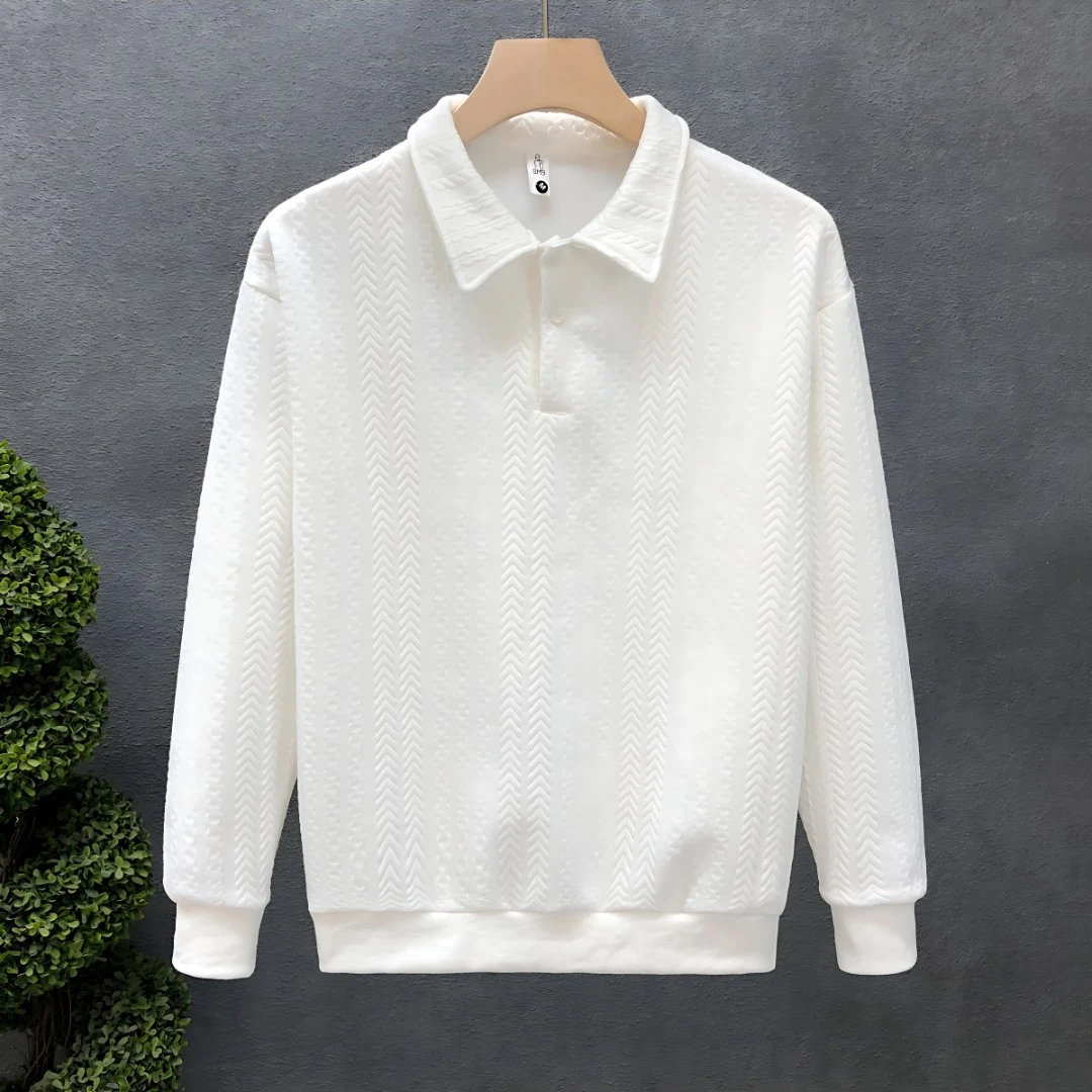 暗花纹男士卫衣加绒男款长袖潮牌外套男衬衫领秋衣男上衣秋季男装