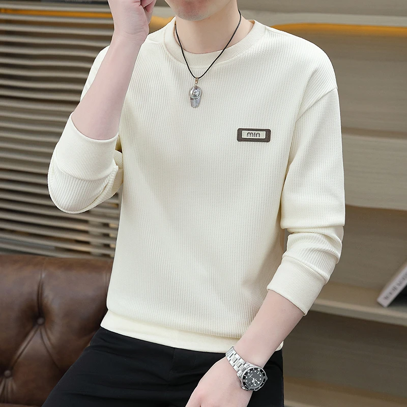 商务休闲男士纯色卫衣长袖圆领休闲打底衫韩版时尚帅气品质男装潮