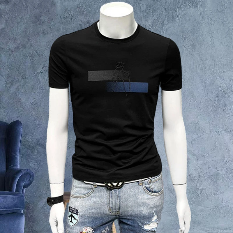 男士短袖t恤男夏季潮牌修身体恤衫圆领休闲半袖潮流上衣男式T恤衫
