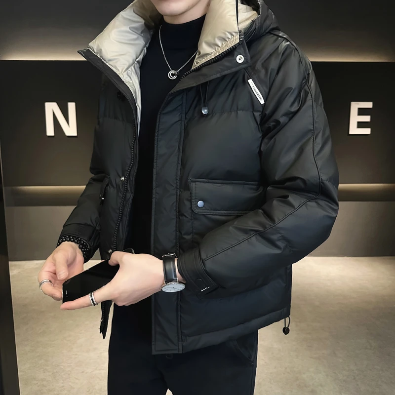 男款羽绒服男士外套男春秋款潮工装连帽秋季男装高级感加厚羽绒衣