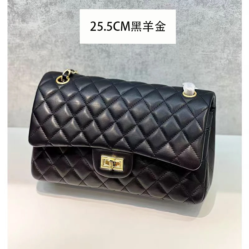 高端定制黑金中号CF单肩包 1112黑羊/金扣