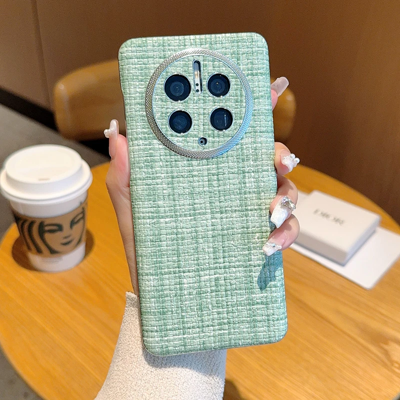 华为Mate50Pro手机壳新款超薄编织纹mate50镜头全包防摔保护套50e