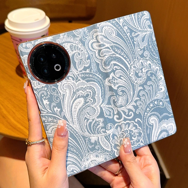 适用于vivoxfold2手机壳腰果花保护套全包防摔后壳女款翻盖保护壳