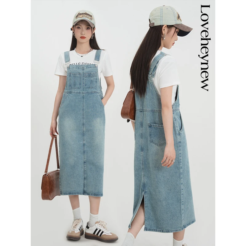 【现货！破价】浅蓝色复古减龄牛仔背带裙女夏季百搭-3C766