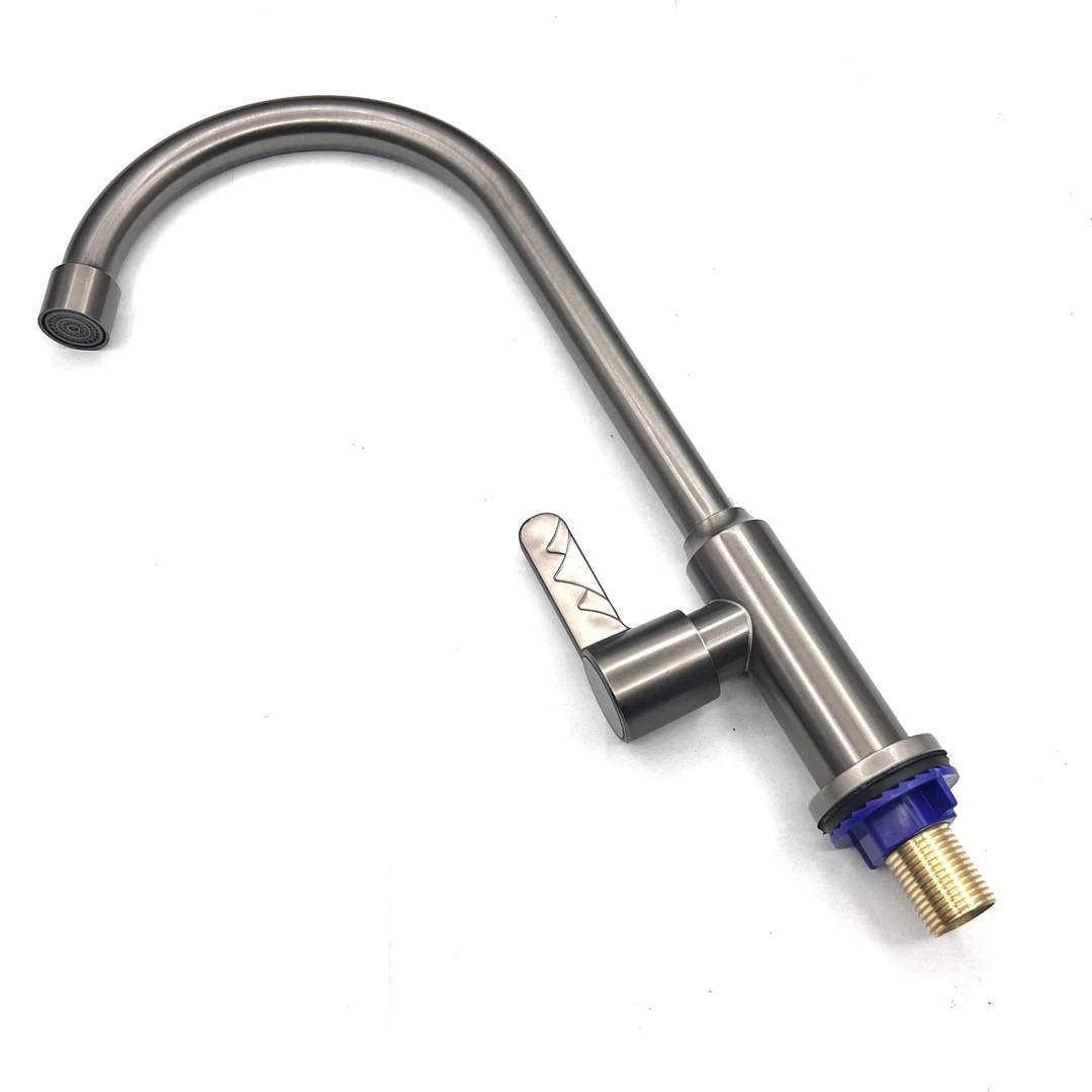 单冷厨房龙头：不锈钢枪灰色水镀工艺单冷水厨房龙头20408Q