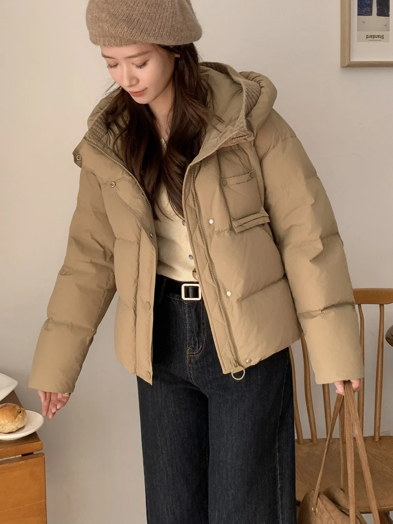 新国标90绒2023新款羽绒服连帽冬季保暖矮个子百搭时尚YE6029