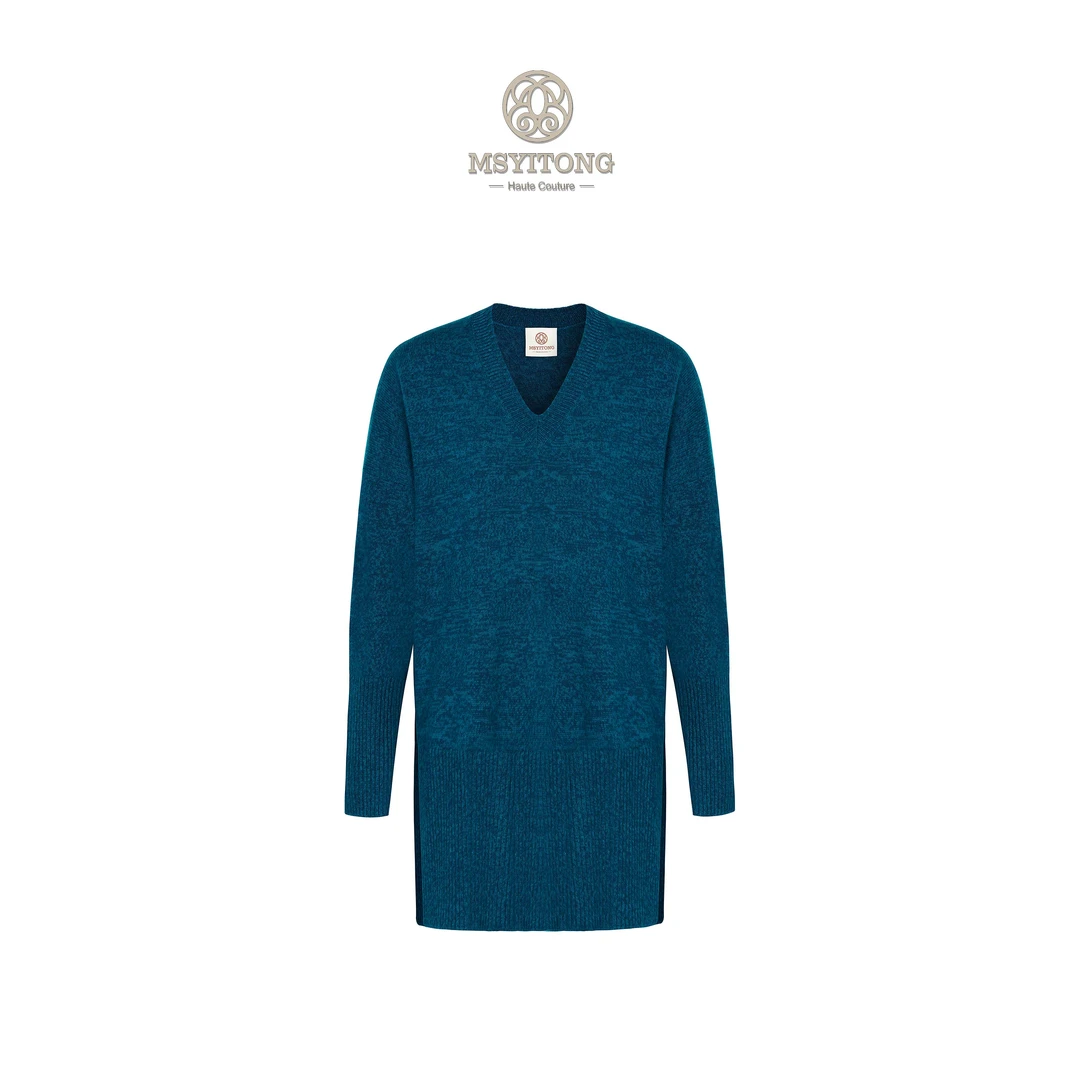 【MSYITONG甄选】长款布鲁克林针织V领长袖宽松羊绒衫套装